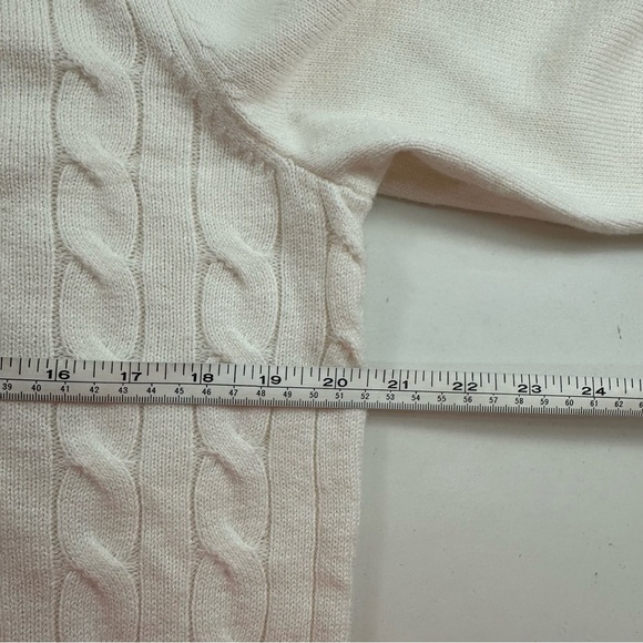 Talbots White Cable Knit Crewneck Sweater Womens Large Classic Long Sleeve - Picture 6 of 8